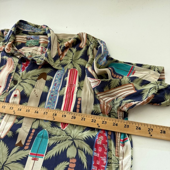 VTG Reyn Spooner Tropical Surfboard Print Hawaiian Button Shirt Mens Large Flaws - Picture 6 of 7
